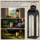 Nuogo 1 Pack 20 Inch Large Black Metal Decorative Lanterns Luxury Hurricane Modern Candle Lanterns with Clear Glass Panels for Porch Outdoor Garden Wall Hanging Patio Wedding Party Table Decoration