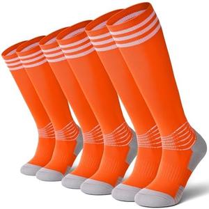 IRAMY Compressive Soccer Socks with Ankle Compression Support Coolmax Moisture-Wicking Anti-Slip Football Baseball Softball Socks 3 Packs, Medium