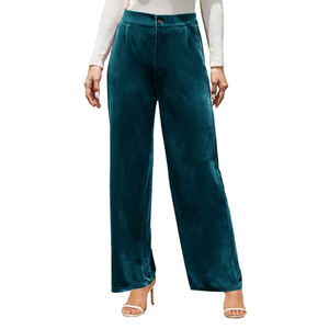 Velvet Pants for Women Dressy Women Casual Wide Leg Pants Stretchy High Waisted Velour Palazzo Pants ,Size L