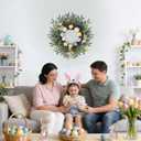 24 Inch Easter Wreath Spring Wreath Artificial Flower Wreath with Colorful Eggs Eucalyptus Leaves Hanger for Front Door Easter Summer Farmhouse Holiday Wall Home Window Decor