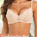 Women's Balconette Lace Bra Sexy Unlined Sheer Bras Demi See Through Underwire Lift Bralette