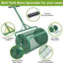 Seeutek Compost Spreader, 24" Upgraded Peat Moss Spreader with 3 Heights, Top Soil Spreader W/Upgraded Side Latches Support Rod Powder Coated Metal Mesh Spreader for Lawn, 2 Way Uses-Push or Tow