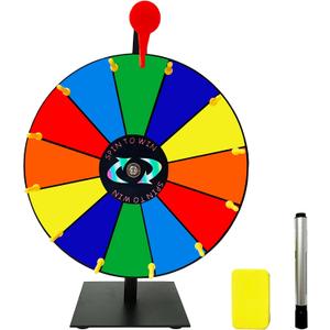 12 Inch Spinning Prize Wheel with 12 Slots, Heavy Duty Base and Stand, Tabletop Roulette Spinner of Fortune, Spin The Wheel with Eraser for Trade Show, Carnival (12 Inches)