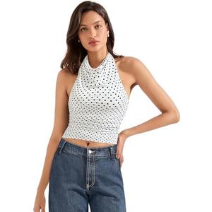 SUUKSESS Women Halter Backless Tank Tops Sexy Cowl Neck Summer Going Out Cami Tops L