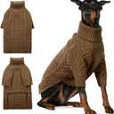 ASENKU Extra-Large Dog Sweater, Dog Sweaters for Extra Large Dogs, Pet Sweatshirt Apparel Turtleneck Pullover Winter for Doberman, Great Dane (Coffee, 3XL)