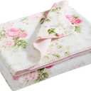 Laura Ashley - Plush Throw Blanket, 50x70, Soft and Warm with a Lightweight Feel, Reversible Floral and Dot Design, Ashfield Pink
