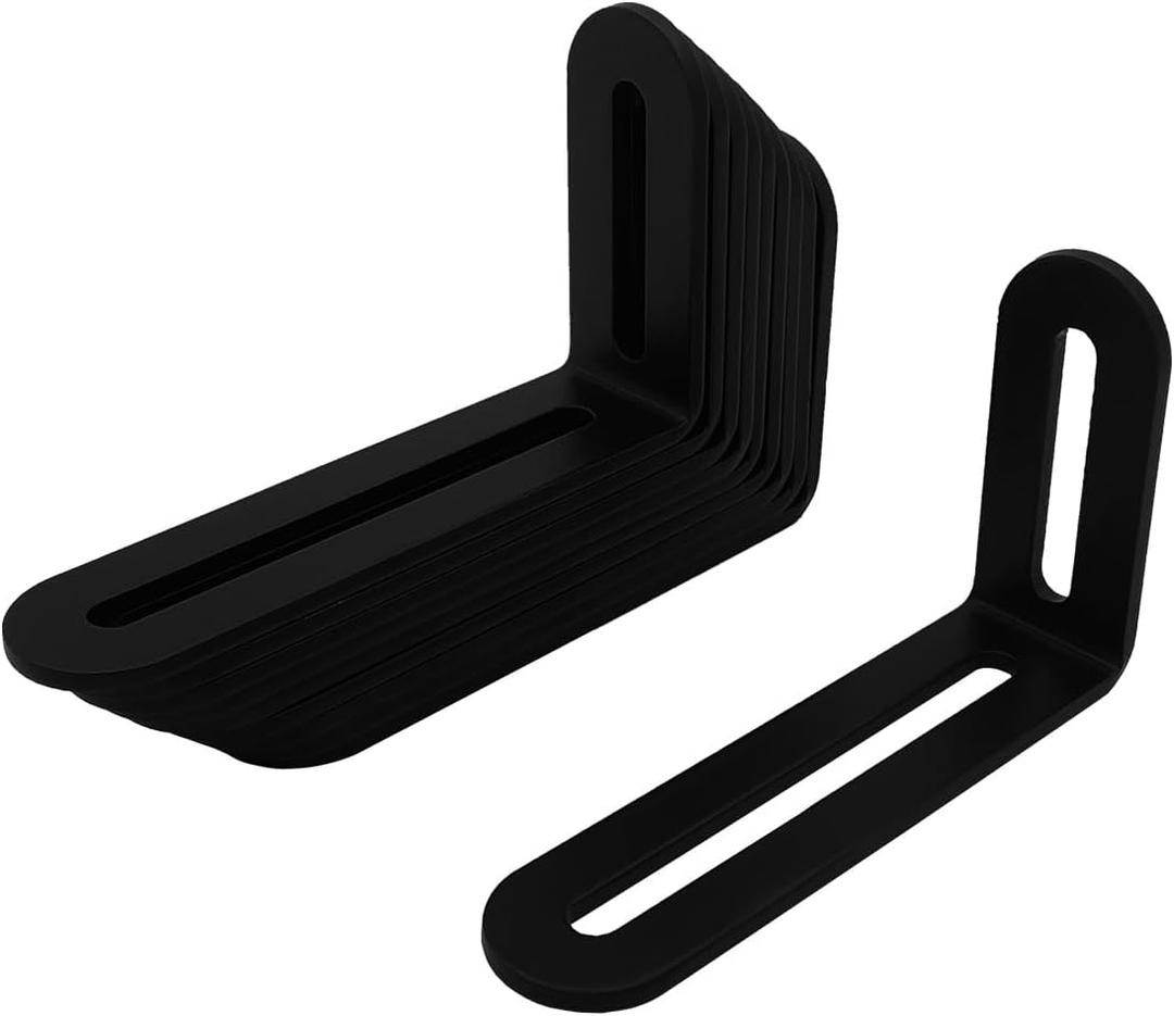 10 Pcs Black 4 Inches Adjustable Metal L Shape Angle Bracket Corner Brace with Slotted,Joint Right Angle Corner Brace Brackets for Fixing Wood Furniture,Thickness 3mm,Max Load 30LB
