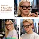 AQWANO Stylish Blue Light Reading Glasses Women Men, Fashion Oversized Square Designer Readers Computer Eyeglasses