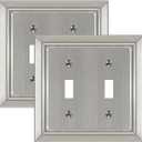 Metal Wall Plate for Electrical Outlets, Decorative Brushed Nickel Switch Plates Outlet Cover, Light Switch Cover Plate, 2-Gang Wall Plates (Double Toggle, 2 Pack)