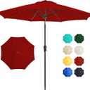 9FT Outdoor Patio Umbrella Outdoor pool Umbrella with Push Button Tilt and Crank, Market Umbrella 8 Sturdy Ribs UV Protection for Garden, Deck, Backyard (Red)