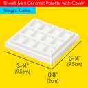 MEEDEN Ceramic Watercolor Palette with Cover, 12-Well White Porcelian Mixing Tray Artist Painting Palette with Lid, Square Painting Tray Palettes for Watercolor Gouache Acrylic Painting, 3" x 3"