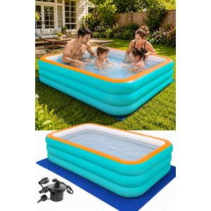 Inflatable Pool for Adults with Pump 102" X 68" X 22"