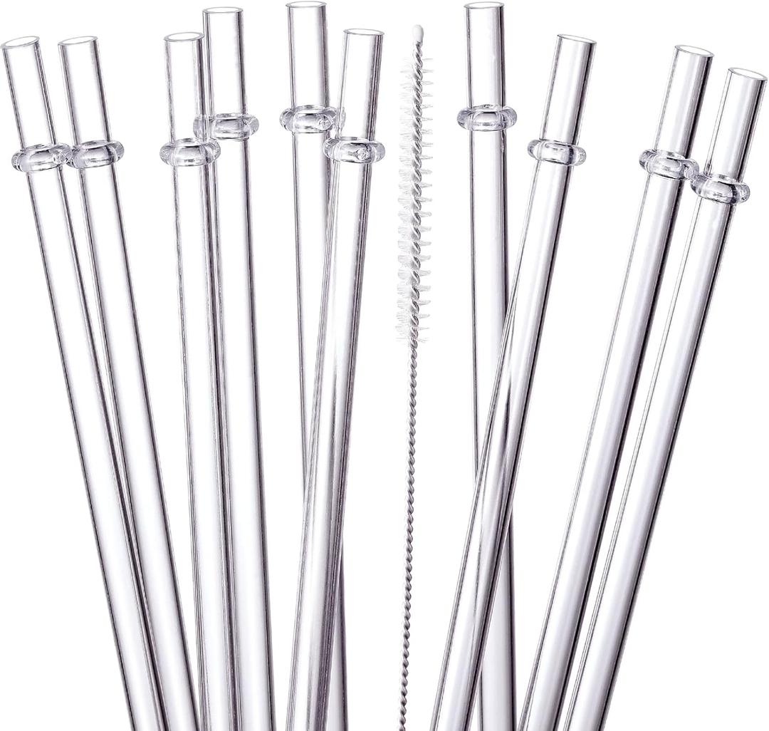 4-Pack HIGHLY Transparent Reusable Plastic Straws with 4 Cleaning Brushes, 10.5 in Long Drinking Straws, Clear Replacement Straw for 16 24 30 32 OZ Tumblers, Cups, Jars, YETI, Starbucks - BPA FREE