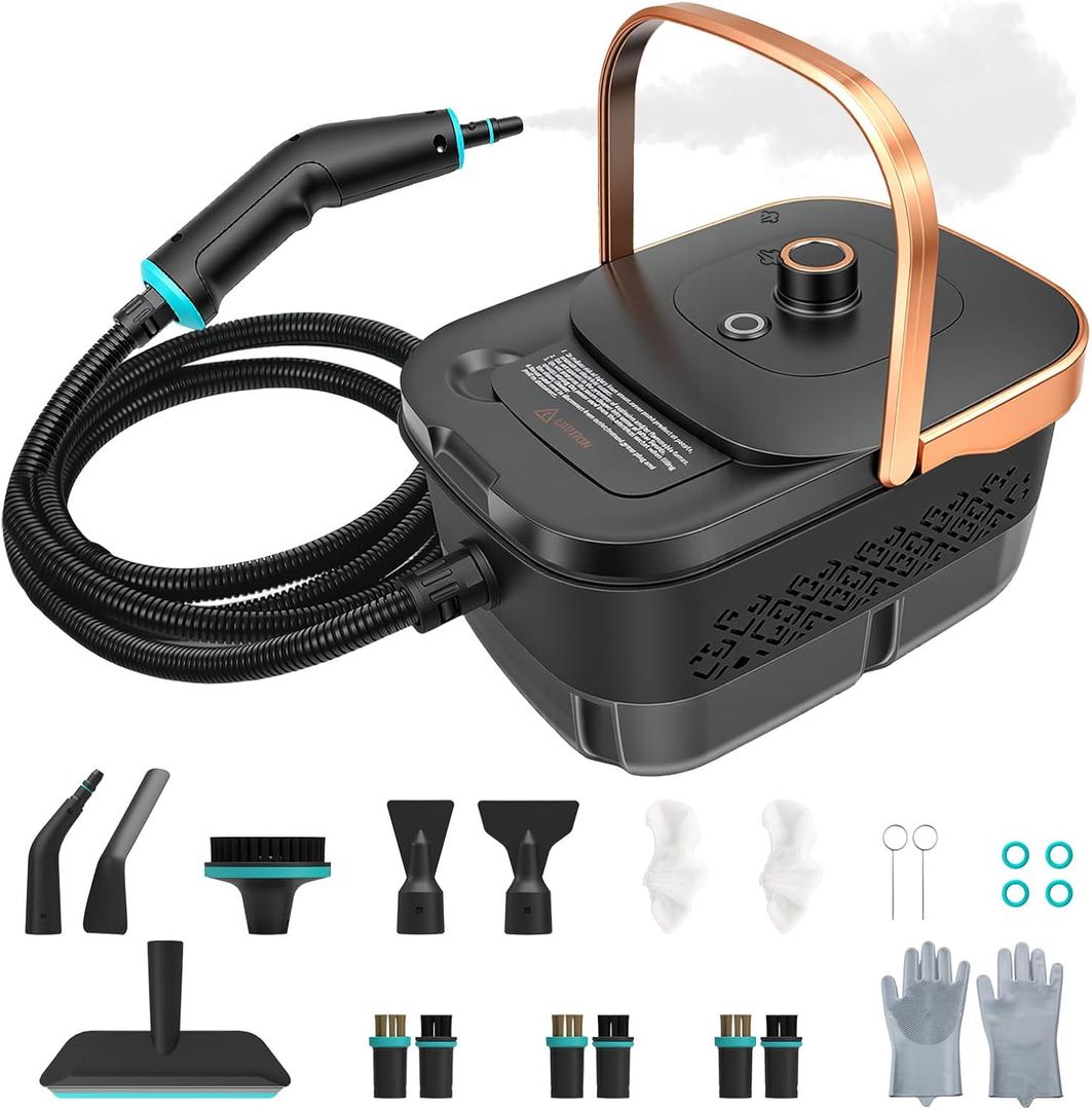 Handle Steam Cleaner, 2500W Steam Cleaner for Home, 3-Level Adjustable Handle,15s Heat-Up, Portable Steamer for Cleaning Car, Dirt, Grout, Couch, Furniture, Grease,Tile
