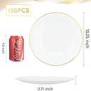 Nervure 100 Pieces Gold Plastic Plates - 10.25 inch Gold Dinner Plates - Heavyweight White and Gold Disposable Plates Ideal for Wedding & Party & Mothers Day