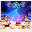 Disco Backdrop 7 x 5 ft Retro Glow Party 70s 80s 90s Theme Stage Dance Background Disco Party Decoration Disco Ball Banner Dance Backdrop for Birthday Party Prom Portrait Photo Props Polyester, Red