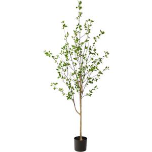 Nearly Natural 6.5ft Minimalist Artificial Citrus Tree with Bendable Branches for Indoor Home Decor, Faux Greenery Plant in Nursery Planter