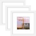 Upsimples 8x8 Picture Frame Made of High Definition Glass, Display Pictures 5x5 with Mat or 8x8 Without Mat, Gallery Wall Frame Set, White