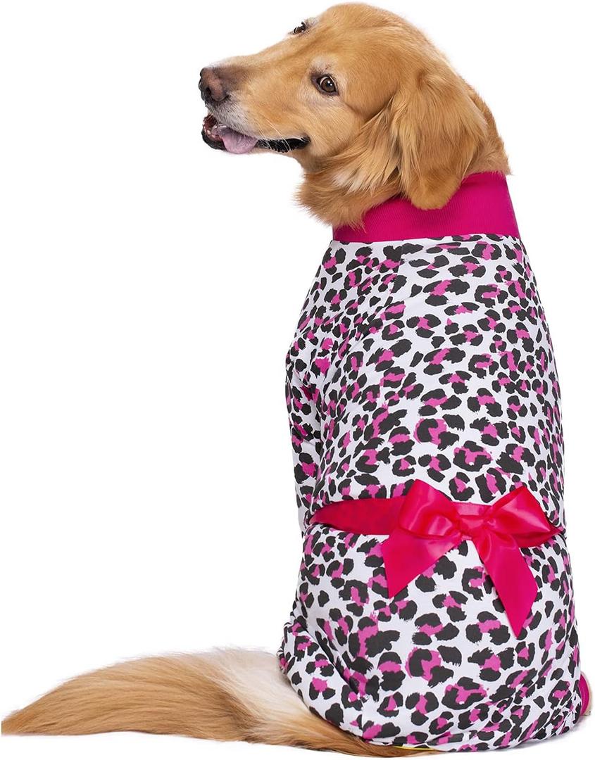 Medium Large Dog Recovery Suit for Dogs After Surgery Female Male Dog Neuter Spay Onesie for Shedding Prevent Licking Surgical Wound Dog Cone Alternative Leopard Print (30, Pink)