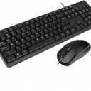 Wired Keyboard and Mouse Combo, Full-Sized Ergonomic Computer Keyboard and Optical Wired Mouse for Windows, Mac OS Desktop/Laptop/PC-Black