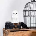 Halloween Decor Ghost Figurine, Spooky Resin Ghost Statue, Cute Finger Ghost Figurines, Gothic Resin Halloween Decoration for Indoor Tabletop Home Decor (Style-C)