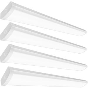 4PK 4FT LED Wraparound Light, 48 Inch Garage Ceiling Lights, 24/31/38/46W, 5500LM, 3000-6500K 5CCT, 120-277V Hardwired 4FT Led Light Fixtures for Garage, Workshop,Closet,Shop,UL(0-10 v dimming!), 4FT G5 WRAP