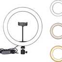 Ring Light OEBLD Dimmable with 3 Light Modes & 10 Brightness Level LED Ring Fill Lights for Phone Live Stream Makeup YouTube Shooting (C(10''Ring Light with Clip))