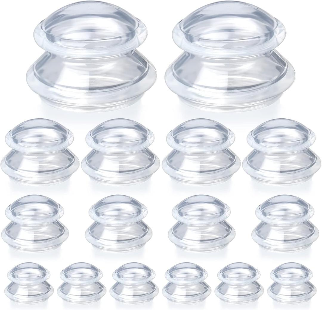 Syhood 16 Pcs 4 Sizes Cupping Therapy Set Silicone Cupping Massage Cups Professional Therapy Studio and Household Set for Cellulite Reduction Body Myofascial Muscle Nerve Joint Pain