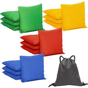 4" X 4" Canvas Bean Bags for Toss Bean Bag Set, Premium Entry Level All Weather Canvas Hole Bean Bags for Party Supplies Party Games and Activities (4 Color, 16 Pack)