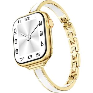 Mosonio Slim Designer Bracelet Bands for Apple Watch Women, Elegant Thin Dressy Metal Band with Embedded Silicone Accents Compatible with Apple Watch Ultra / Series 11 10 9 8 7 6 5 4 SE 3 2 1, Easy-Adjust Link Fancy Strap for iWatch 49mm 46mm 45mm 44mm 42mm 41mm 40mm 38mm (Sizes vary by model)