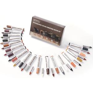 DEWEL Wood Furniture Markers & Filler Sticks Repair Kit, New Improved 18 Colors Touch Up Markers and Wax Sticks - Cover Damaged Wooden Surface and Floor, for Pet Scratches, Stains, Cracks and Dents