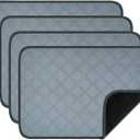 RIOUSSI Washable Pee Pads for Dogs, Reusable, Absorbent, Leakproof, Non Slip Pet Puppy Pads for Potty Training. Light Gray, 18x24 Inch(4pack)