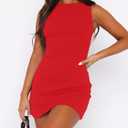 Women's Sleeveless Boat Neck Slim Fit Solid Color Mini Dresses Casual Office Party Club Y2K Summer Going Out Dresses