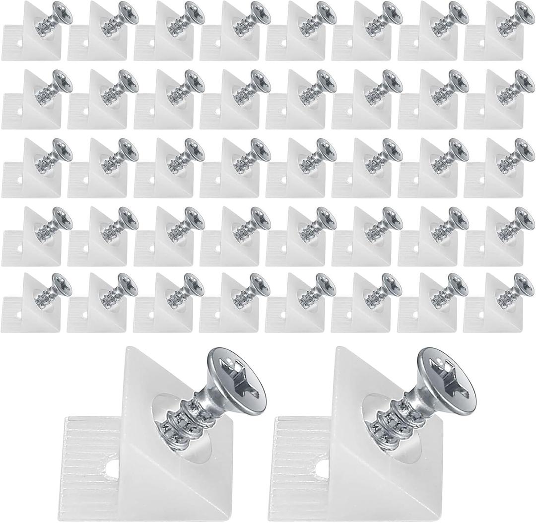 120 Pcs Drawer Bottom Support Brackets,Drawer Wedges with Screws, Fixing Mending Wedges, Angle Code Bracket Fasteners, Plastic Drawer Reinforcement Repair Kit for Furniture Sagging Drawer