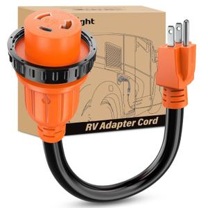 Nilight RV Locking Adapter Cord 15 Amp to 30 Amp Pure Copper Heavy Duty 10 Gauge Wire ETL Listed 5-15P to L5-30R 15M/30F Weatherproof Cord for RV Camper Caravan Van Trailer