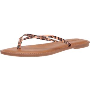 Amazon Essentials Women's Thong Sandal (14, Light Brown Leopard)
