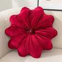 Flower Pillow Cushion Round Decorative Throw Pillow 15.7 Velvet Flower Shaped Pillow for Sofa Couch Vanity Chair Bed (Red)