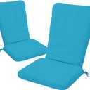 Adirondack Chair Cushion Set of 2-18''x18'' Seat & 18''x27'' Back, Outdoor Rocking Chair Cushions with Waterproof, Fade-Resistant, Removable & Machine-Washable Covers, Teal