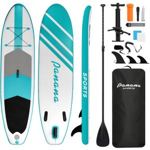 Panana Inflatable Stand Up Paddle Board 10'/10'8''x30''/32''x6'' iSUP Non-Slip Deck Paddleboard for Adults Beginners Youth, with Paddle Pump Fins Leash Backpack