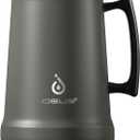 Ideus Insulated Beer Stein, 24/32oz Stainless Steel Double Walled Beer Mug Giant Bar Drinkware Metal Beer Cup with Big Grip Handle, Grey, 34 ounces (1,000ml)