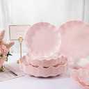 LIYH 11 Pcs Pink Plastic Plates Reusable - Durable and Dishwasher Safe Baby Shower Plates Wavy Daisy Plastic Flower Plate for Party Wedding Birthday Picnics BPA Free
