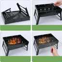 Portable Charcoal Grill for Camping Tailgating Beach Boating Foldable Small Barbeque Grill for Outdoors Lightweight Tabletop BBQ Grill Set with Tongs Gloves Scrubber (14''x10'')