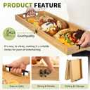 Large Charcuterie Board with Handles, 32 x 12 Inch Foldable Bamboo Serving Cheese Boards - Serving Platter for Meat, Party Appetizers, Outdoor & Fruit