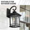 Emliviar Outdoor Wall Lights for House, 1-Light Exterior Wall Sconce Black Finish with Clear Seeded Glass, 17" Height, 22021M, 16.6 Inch