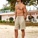 COOFANDY Men's Beach Shorts 9" Elastic Waist Drawstring Shorts Lightweight Regular Fit Casual Summer Shorts (Beige, M)