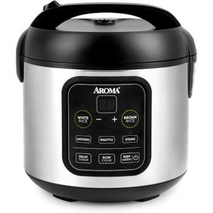 Aroma Housewares ARC-994SB Rice & Grain Cooker Slow Cook, Steam, Oatmeal, Risotto, 8-cup cooked/4-cup uncooked/2Qt, Stainless Steel