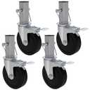 5 Inch Scaffolding Wheels, Baker Scaffold Wheels Set of 4 with Dual Locking Brakes, Scaffolding Casters 1-1/4" Square Stem Scaffolding Accessories, 440LBS Capacity per Wheel