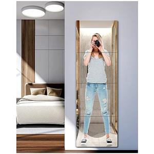Unbreakable Full Length Wall Mirror, Over The Door Mirror, Thick 1/8", 56 x14 inch, 4 Pcs 14 x14 inch, Made of Shatterproof Plexiglass Acrylic, Long Mirrors for Bedroom, Workout for Home Gym Body