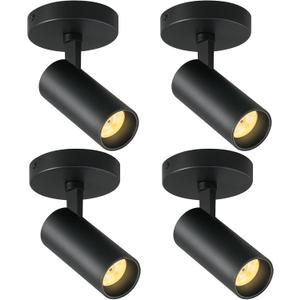 12W LED Ceiling Spotlights Indoor 5CCT 2700K/3000K/3500K/4000K/6000K Selectable Dimmable spot Lights Indoor CRI90+ Adjustable Flush Mount Lights Fixture 24 Accent Lighting Black 4 Packs Black