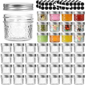 40 Pack Small Mason Jars, 4oz Mini Mason Jars, Canning Jars With Sliver Lids For Dessert, Honey, DIY Candle